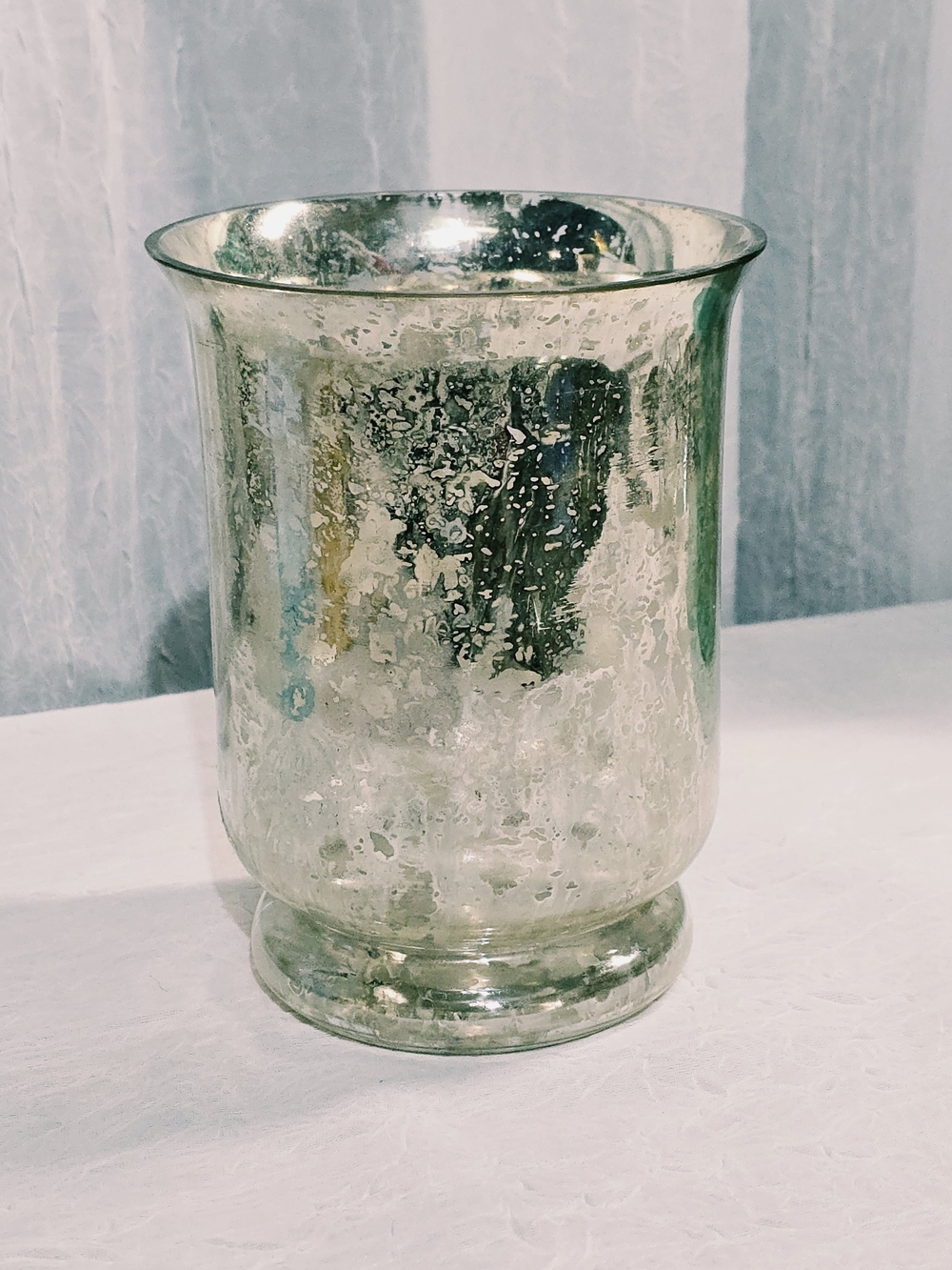 Shimmering Silver Mercury-Style Glass Vase/Candleholder